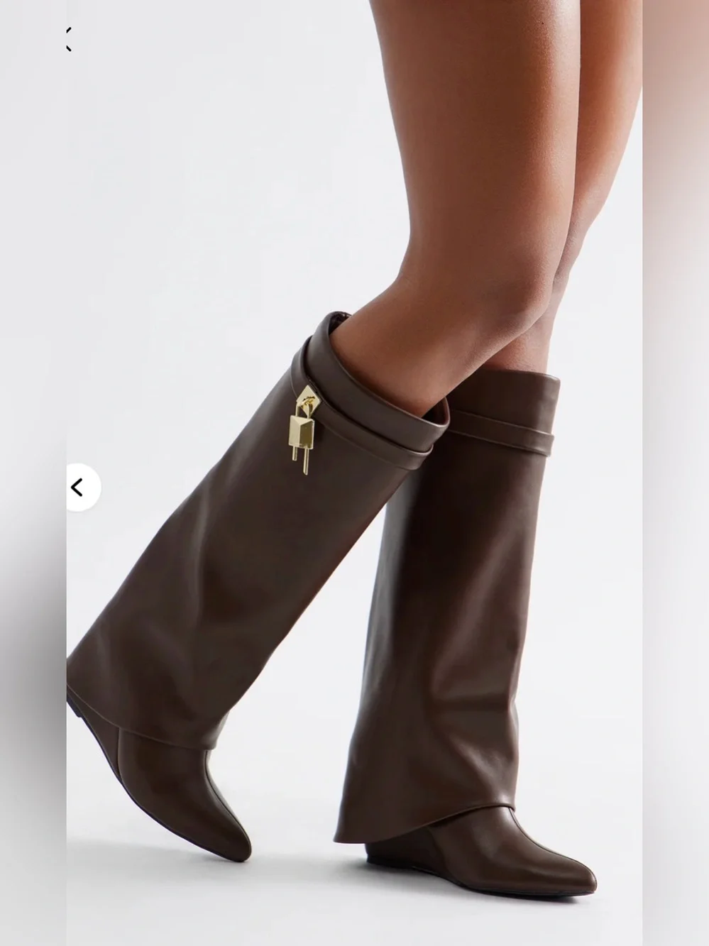 Cape Robbin Leather Knee High Boots Brown Gold Hardware Designer Style